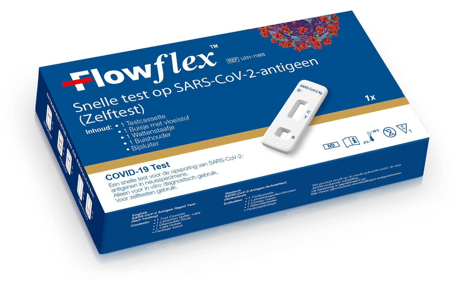 Acon Flowflex SARS-CoV-2 Rapid Antigen Zelftest Per stuk verpakt - Foto flowflex doosje 1st - L031-118M5