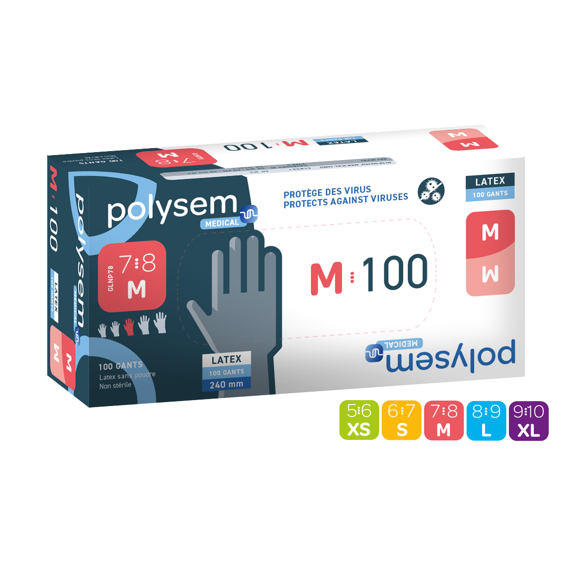 Polysem latex onderzoekshandschoenen standaard per 100 st - Glnp - GLNP56