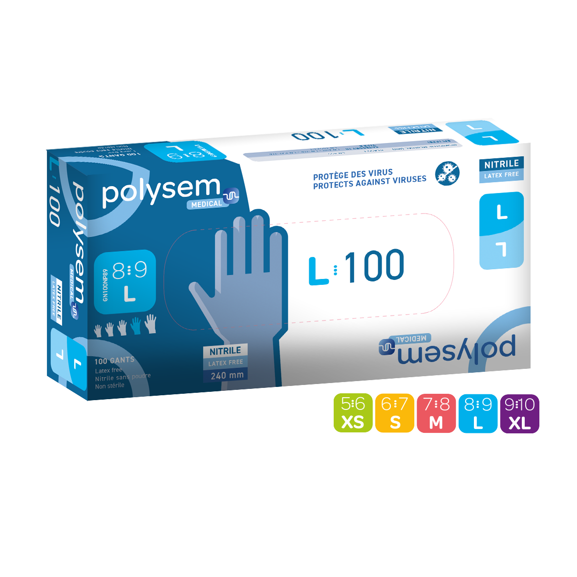Polysem nitril onderzoekshandschoenen standaard per 100 st - Gn100 - GN100NP56