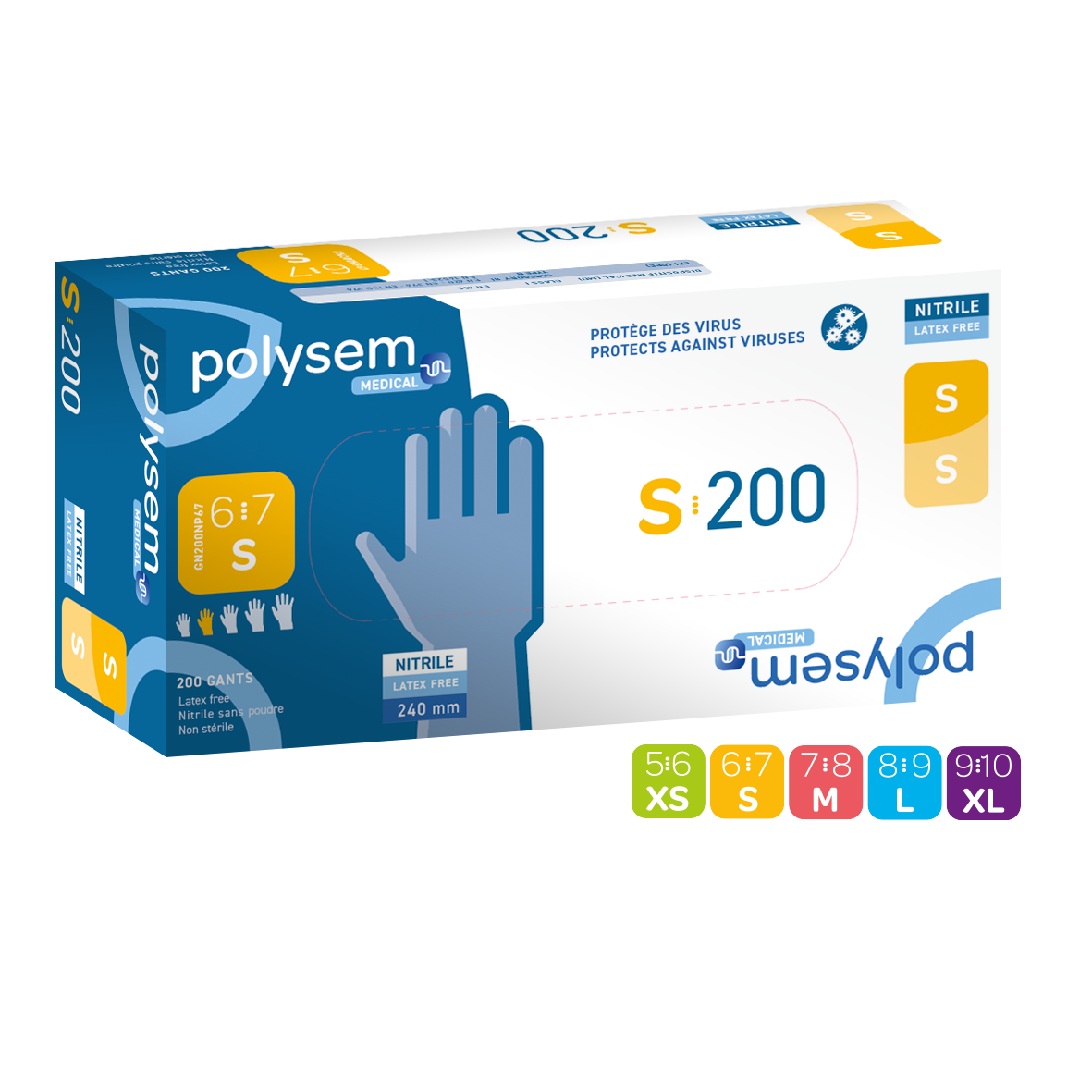Polysem nitril onderzoekshandschoenen standaard per 200 st - Gn200 - GN200NP56