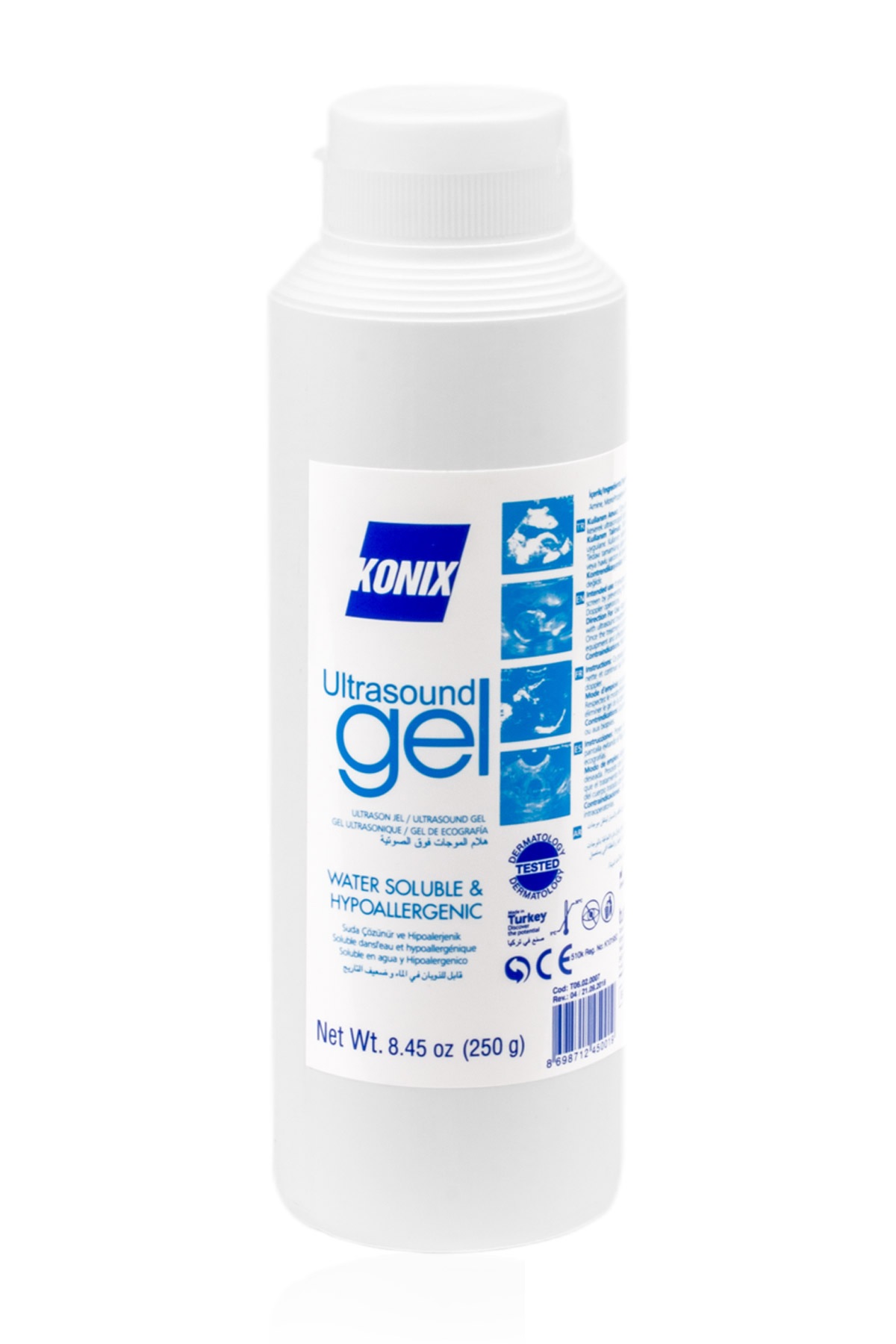 KONIX ultrasound gel blauw 250 ml flacon flip-top dop - Konix nug 250 ml flip top 1 - NUG-0010